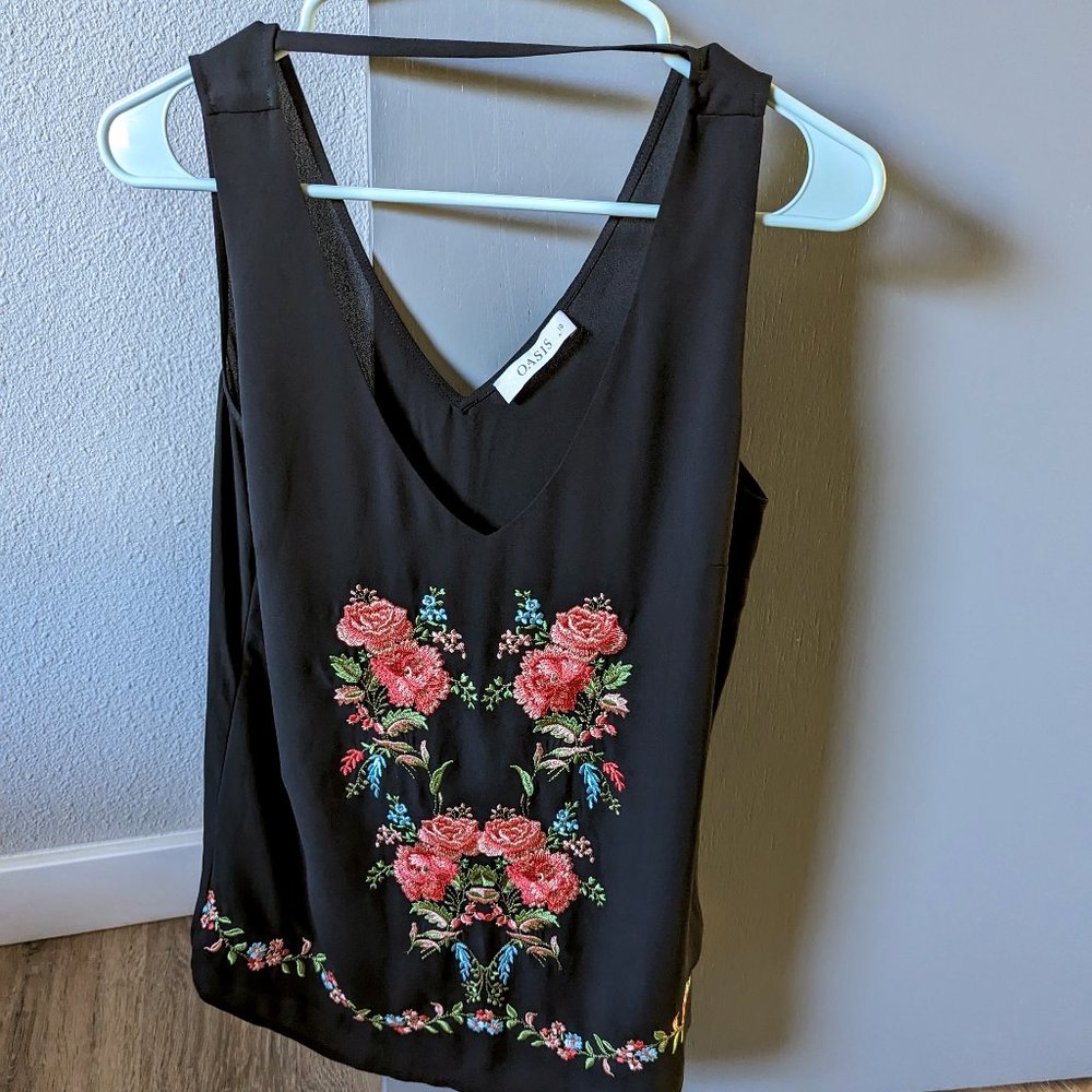 Oasis Black Sleeveless Top, size 10 UK